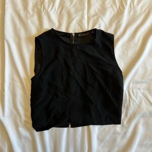 Zara black crop top with zipper back #croptop